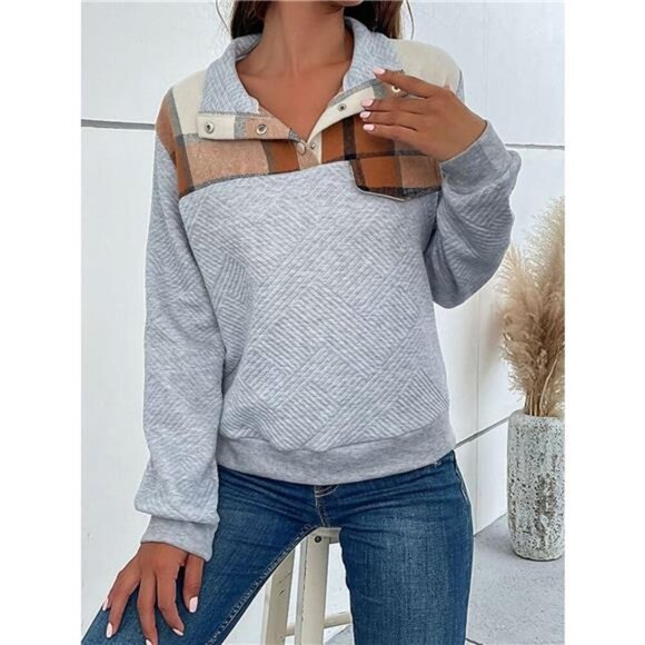Color Block Texture Long Sleeve Sweatshirt